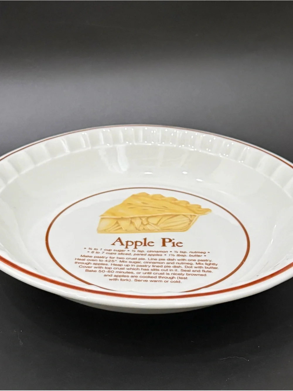 Vintage WINLEY Fine Porcelain Apple Pie Recipe Dish